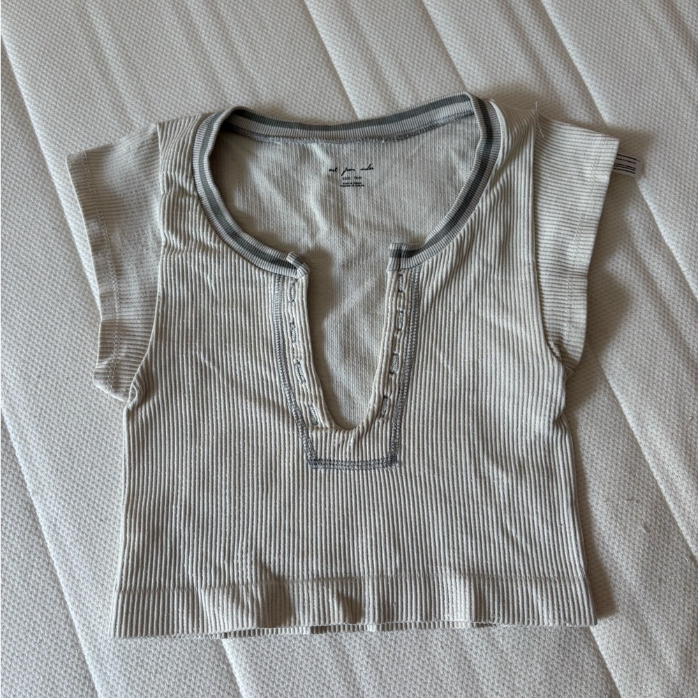 Urban Outfitters Cream and Gray Kids Tee